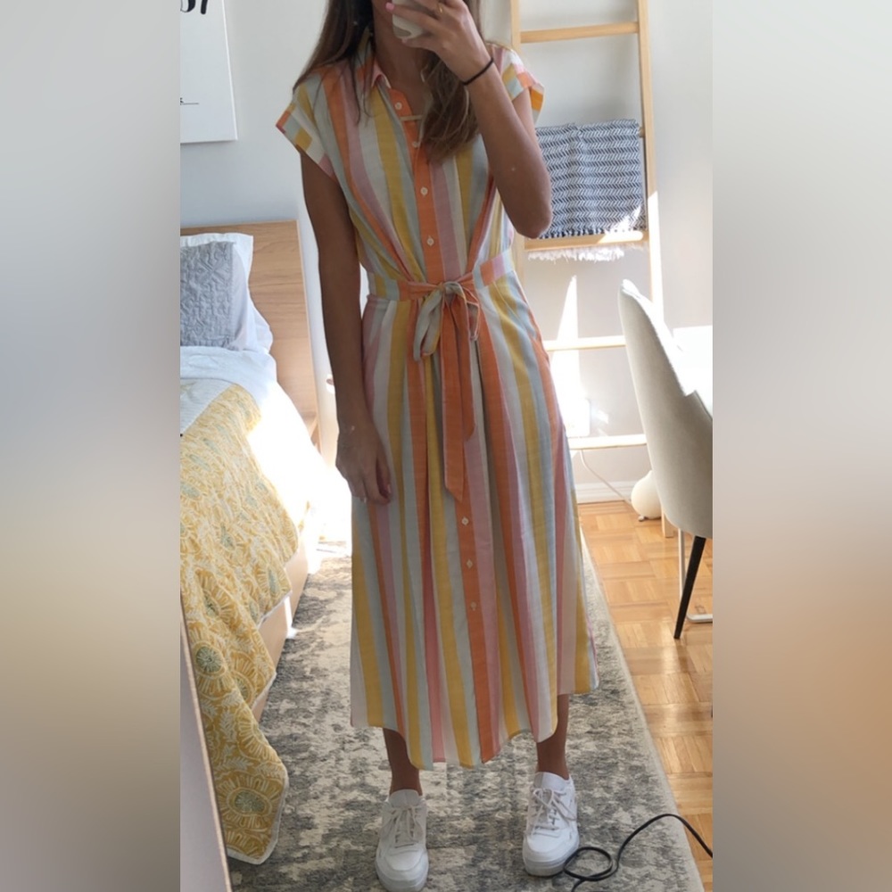 Loft Striped Summer Midi Dress